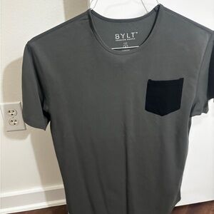 BYLT Basics Dark Gray Tee with Black Pocket